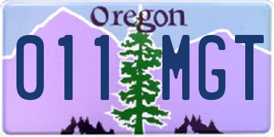 OR license plate 011MGT