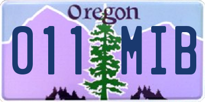OR license plate 011MIB