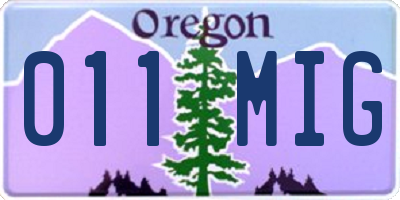 OR license plate 011MIG