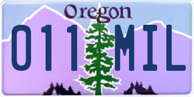 OR license plate 011MIL