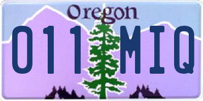 OR license plate 011MIQ
