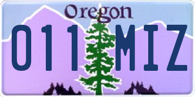 OR license plate 011MIZ