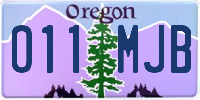OR license plate 011MJB