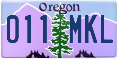 OR license plate 011MKL