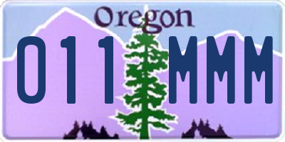 OR license plate 011MMM