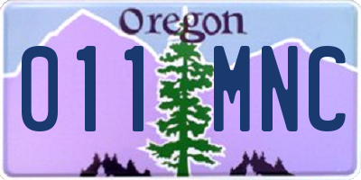 OR license plate 011MNC