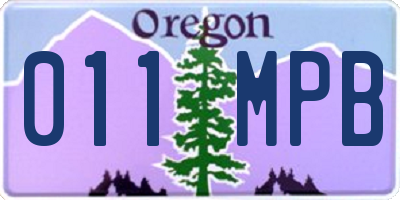 OR license plate 011MPB