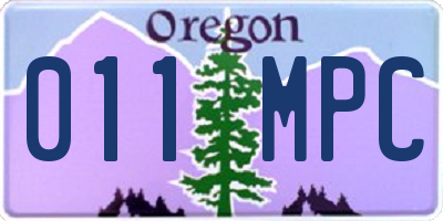 OR license plate 011MPC