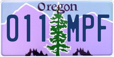 OR license plate 011MPF