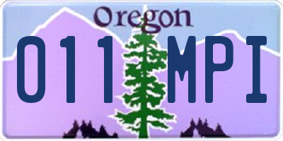 OR license plate 011MPI