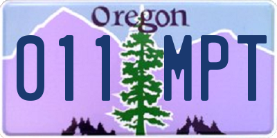 OR license plate 011MPT