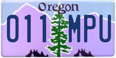 OR license plate 011MPU