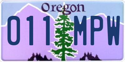 OR license plate 011MPW