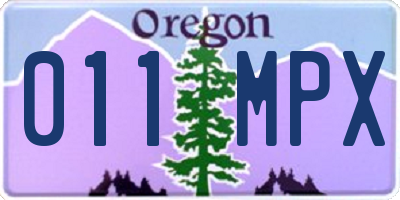 OR license plate 011MPX