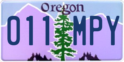 OR license plate 011MPY