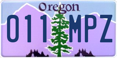 OR license plate 011MPZ