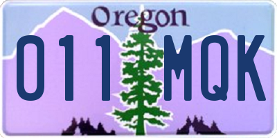 OR license plate 011MQK
