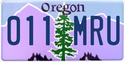 OR license plate 011MRU