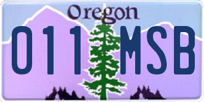 OR license plate 011MSB