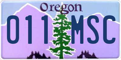 OR license plate 011MSC