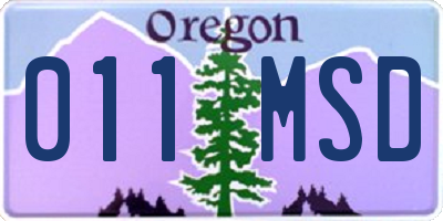 OR license plate 011MSD