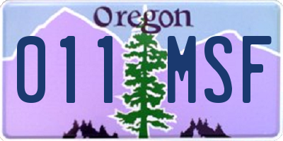 OR license plate 011MSF