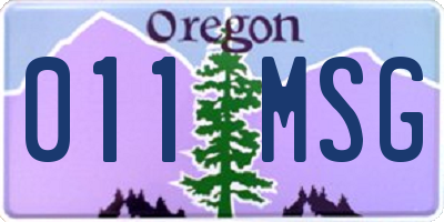 OR license plate 011MSG
