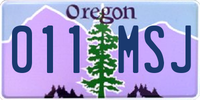 OR license plate 011MSJ