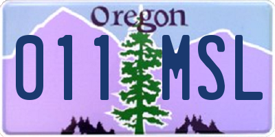 OR license plate 011MSL
