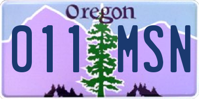 OR license plate 011MSN