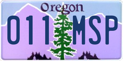 OR license plate 011MSP