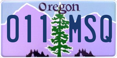 OR license plate 011MSQ