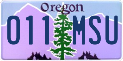 OR license plate 011MSU