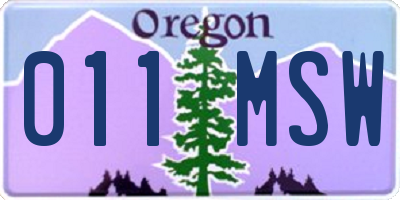 OR license plate 011MSW