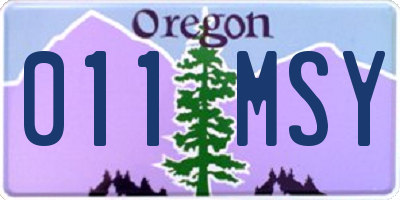 OR license plate 011MSY