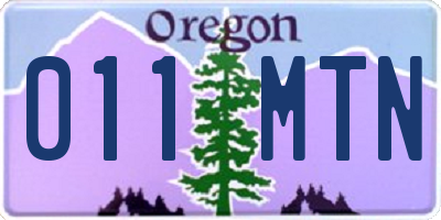 OR license plate 011MTN