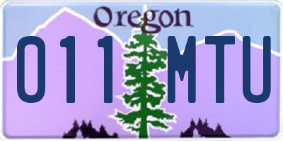 OR license plate 011MTU