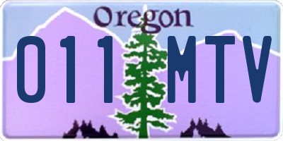 OR license plate 011MTV
