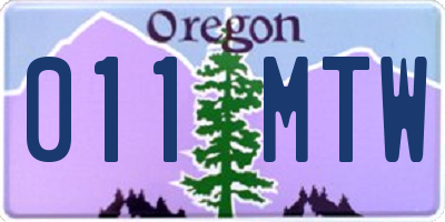 OR license plate 011MTW