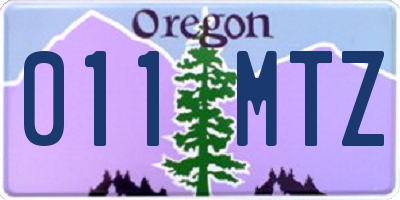 OR license plate 011MTZ