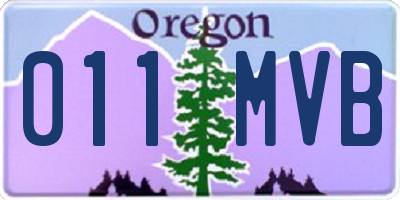 OR license plate 011MVB