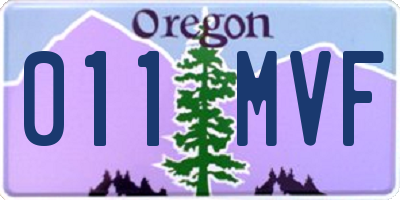 OR license plate 011MVF