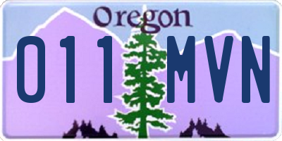 OR license plate 011MVN