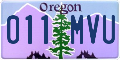 OR license plate 011MVU