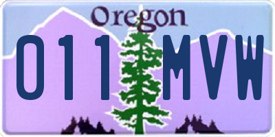 OR license plate 011MVW