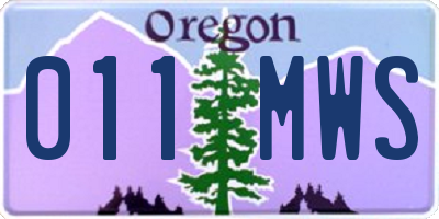 OR license plate 011MWS