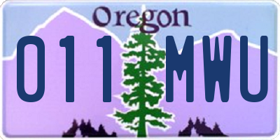 OR license plate 011MWU