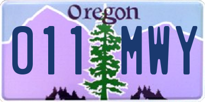 OR license plate 011MWY