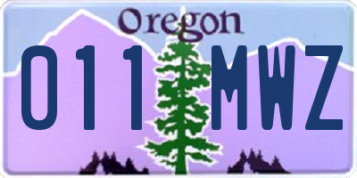OR license plate 011MWZ
