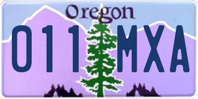 OR license plate 011MXA